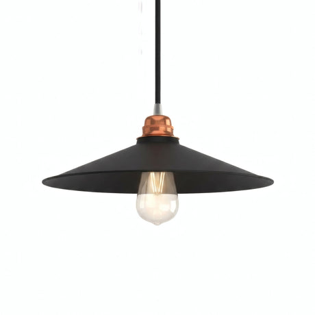 Platte geëmailleerde lampenkap Ø 30 cm voor E27-fitting — Zwart