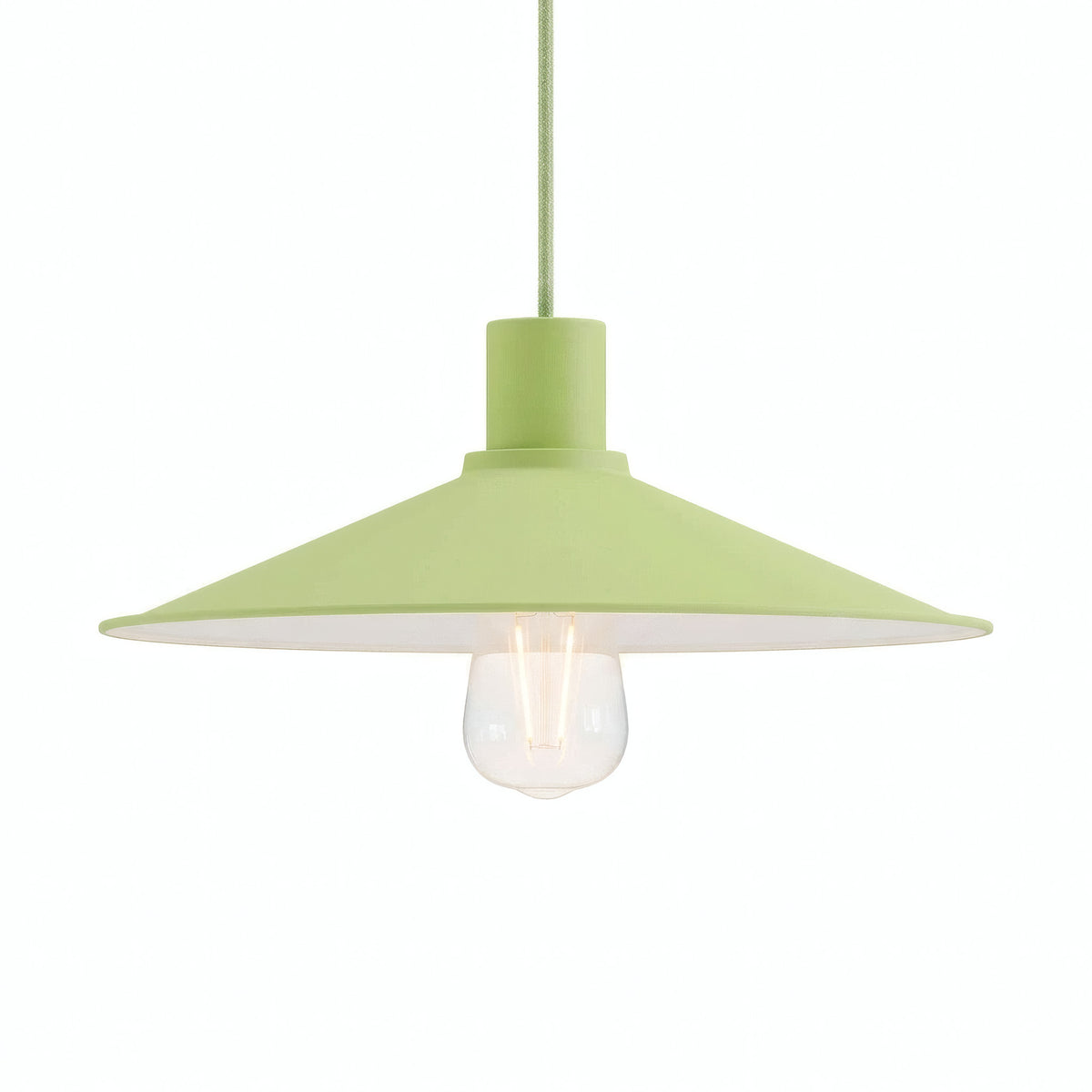 Platte geëmailleerde lampenkap Ø 30 cm voor E27-fitting — Grasgroen