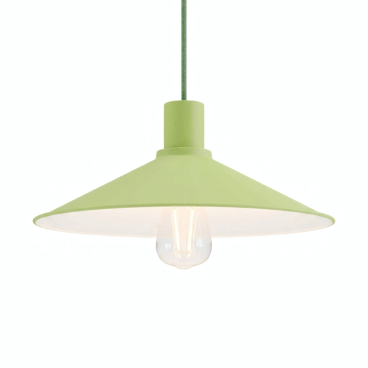 Platte geëmailleerde lampenkap Ø 30 cm voor E27-fitting — Grasgroen
