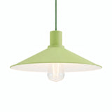 Platte geëmailleerde lampenkap Ø 30 cm voor E27-fitting — Grasgroen