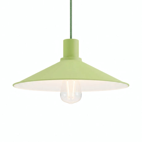 Platte geëmailleerde lampenkap Ø 30 cm voor E27-fitting — Grasgroen
