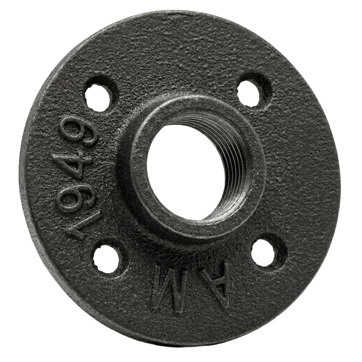 Flens 4 gaten 3/4 inch zwarte gietijzer — perspectiefweergave