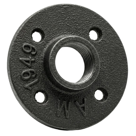 Bride 4 trous 3/4 pouce fonte noire — vue en perspective