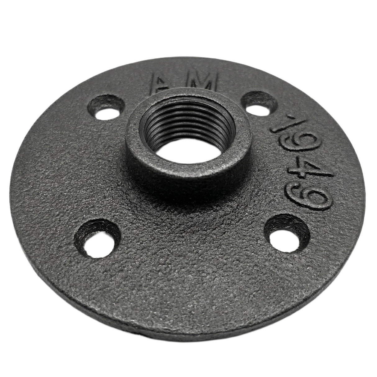 Flens van de vloer 4 gaten 1/2 inch zwarte gietijzer — 3/4 zicht