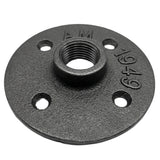 Flens van de vloer 4 gaten 1/2 inch zwarte gietijzer — 3/4 zicht