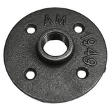 Flens 4 gaten 1/2 inch zwarte gietijzer — vooraanzicht
