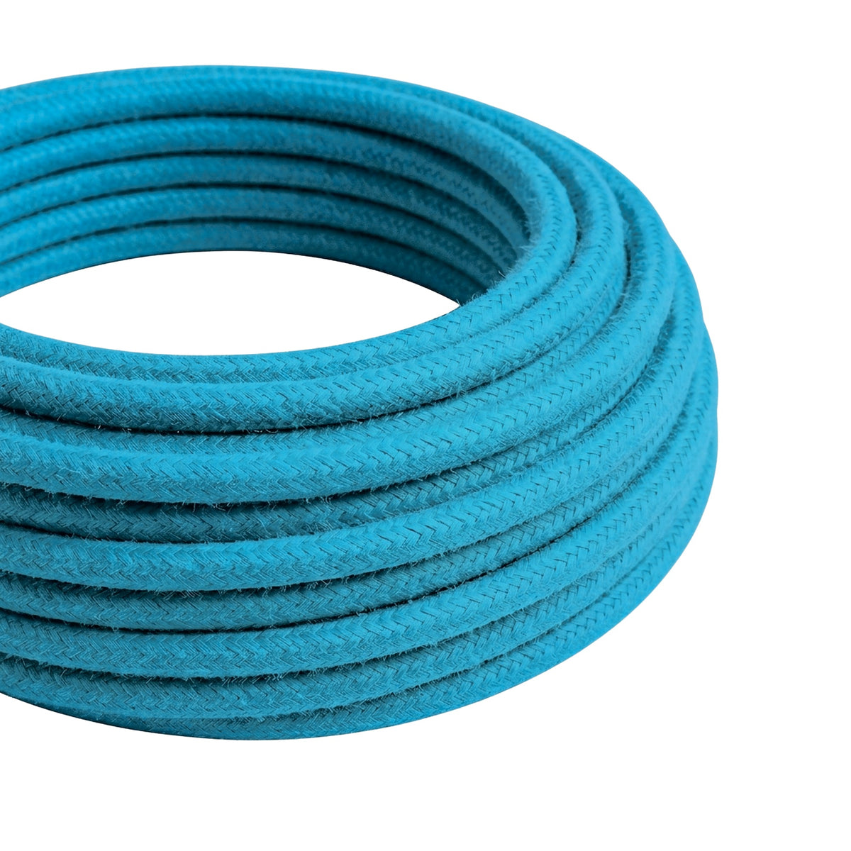 Rond strijkijzersnoer met zijde-effect – Cyaanblauw