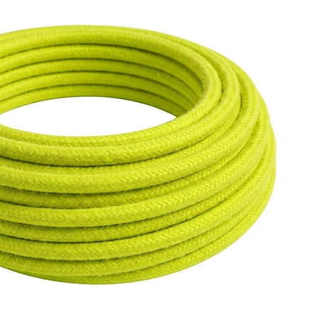Rond fluo strijkijzersnoer met zijde-effect – Geel