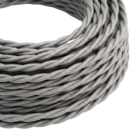 Gedraaid strijkijzersnoer met zijde-effect – Zilver