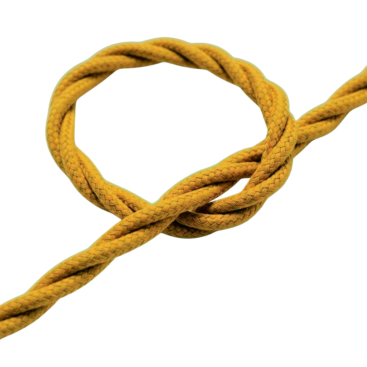 Gedraaid strijkijzersnoer met zijde-effect – Mosterdgeel