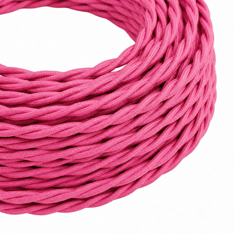 Getwist textielen snoer, zijde-effect in fuchsiaroze — aanzicht 1