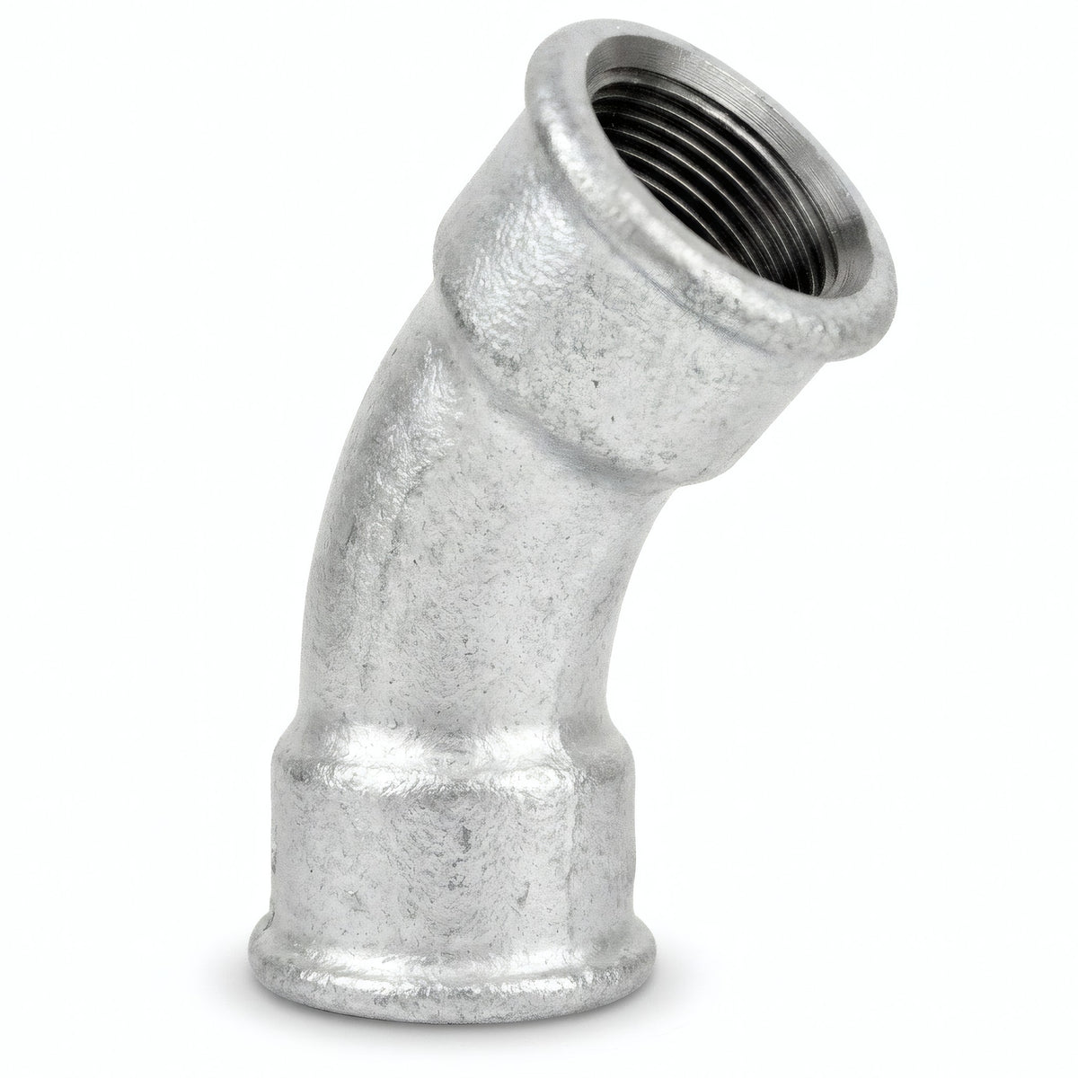 Bocht met grote radius 45° BI/BI van verzinkt gietijzer - productfoto op witte achtergrond 5