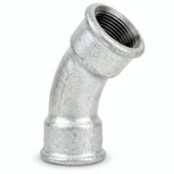 Bocht met grote radius 45° BI/BI van verzinkt gietijzer - productfoto op witte achtergrond 5