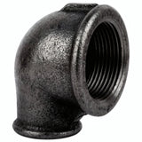 Coude petit rayon 90° réduit F/F fonte noire - photo produit fond blanc 2