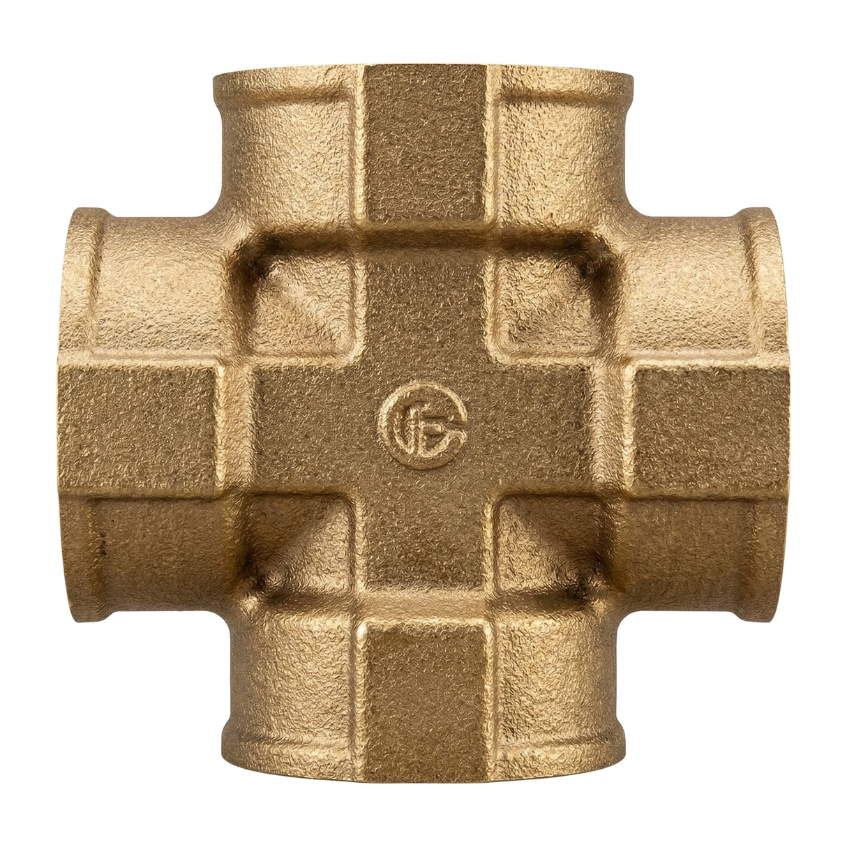 Croix égale femelle 4 sorties en laiton CW617N BSP - vue isométrique