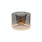 E27 led-donutlamp van rookglas, Ø 120 mm, ingeschakeld, warme lichtring, witte achtergrond