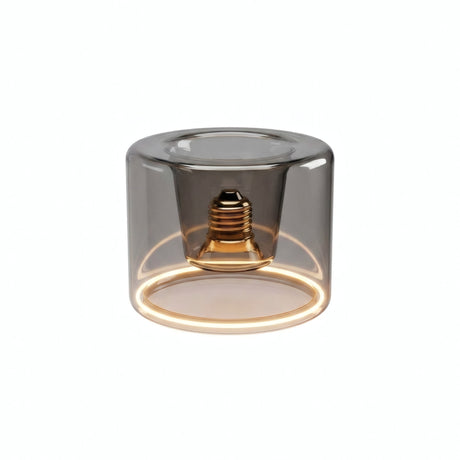 E27 led-donutlamp van rookglas, Ø 120 mm, ingeschakeld, warme lichtring, witte achtergrond