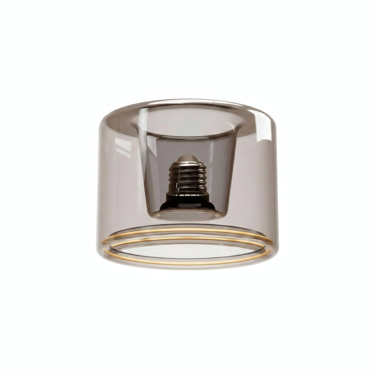 E27 led-donutlamp van rookglas, Ø 120 mm, driekwartaanzicht, witte achtergrond