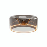 E27 led-donutlamp van rookglas, Ø 195 mm, ingeschakeld, warme lichtring, witte achtergrond