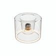 E27 led-donutlamp van helder glas, Ø 120 mm, ingeschakeld, warme lichtring, witte achtergrond