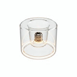 E27 led-donutlamp van helder glas, Ø 120 mm, ingeschakeld, warme lichtring, witte achtergrond