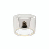 E27 led-donutlamp van helder glas, Ø 120 mm, uitgeschakeld, verzonken E27-fitting zichtbaar, witte achtergrond