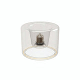 E27 led-donutlamp van helder glas, Ø 120 mm, driekwartaanzicht, witte achtergrond