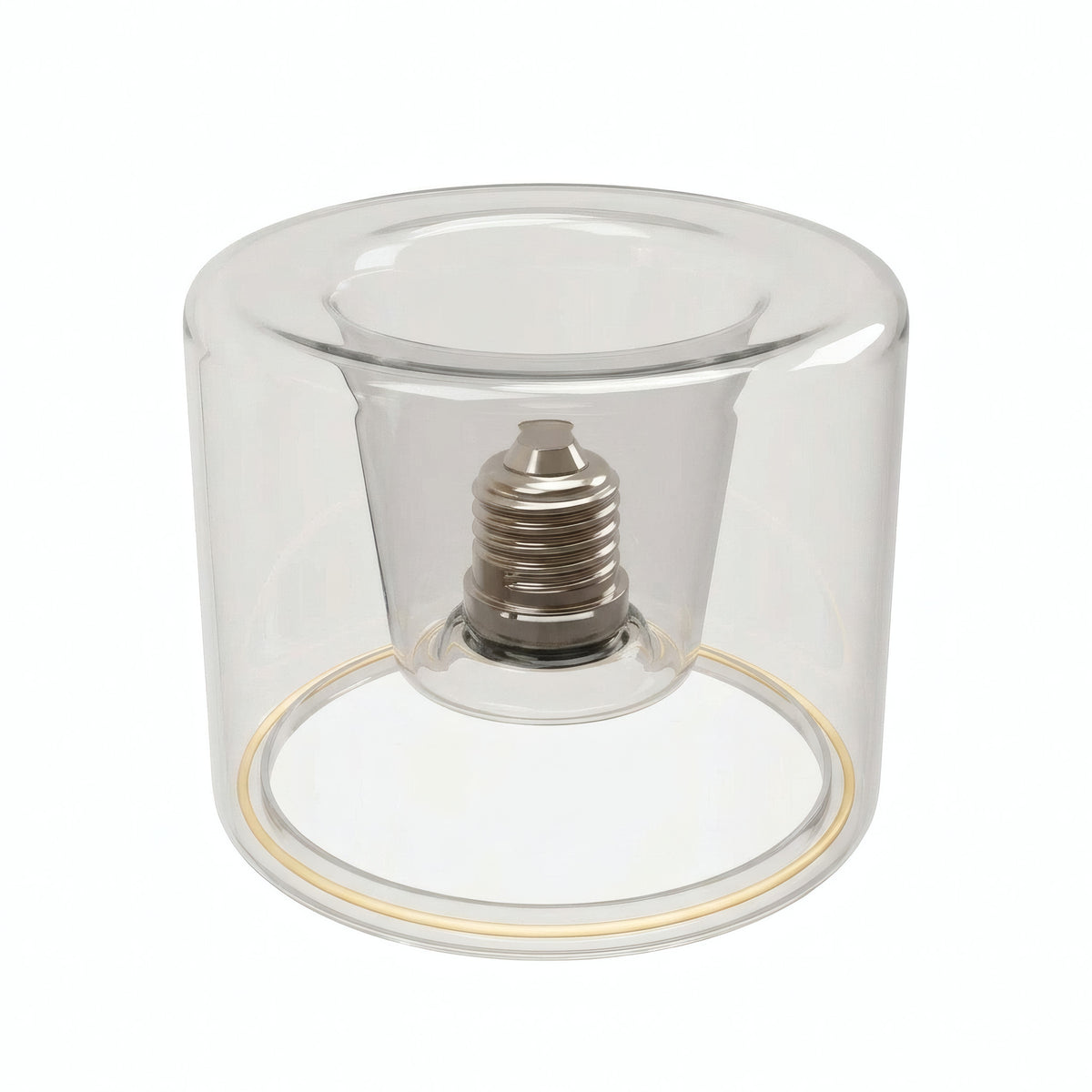 E27 led-donutlamp van helder glas, Ø 120 mm, licht van bovenaf gezien, witte achtergrond