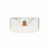 E27 led-donutlamp van helder glas, Ø 195 mm, ingeschakeld, warme lichtring, witte achtergrond