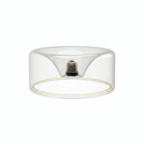 E27 led-donutlamp van helder glas, Ø 195 mm, uitgeschakeld, verzonken E27-fitting zichtbaar, witte achtergrond