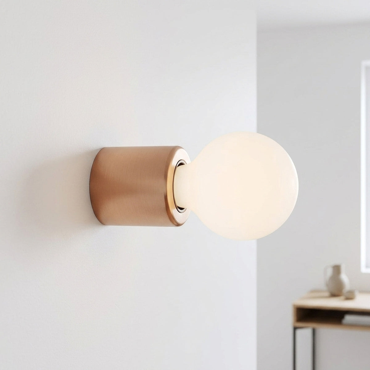 Metalen E27-fitting voor wand of plafond — Satijn koper