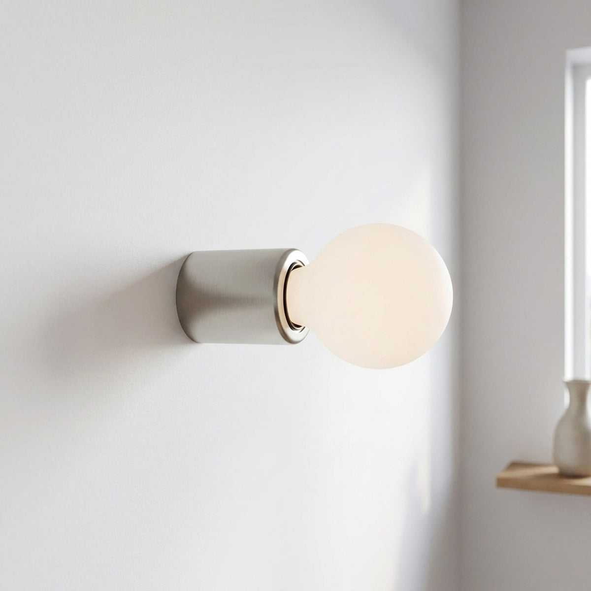 Metalen E27-fitting voor wand of plafond — Satijn titanium
