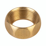 Écrou collet battu laiton BSP vu de dessus, alésage fileté visible