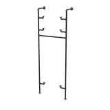 Étagère-penderie murale en tuyaux de plomberie noirs Ø 27 mm — largeur 70 cm, 3 tablettes, vue de trois quarts sur fond blanc
