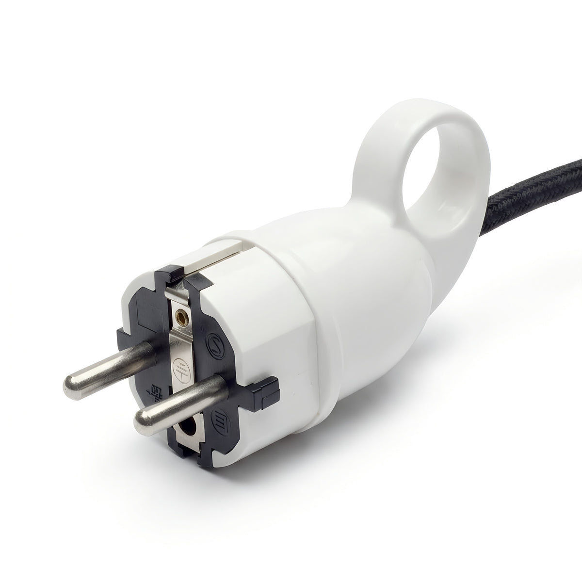 Schuko-stekker met uittrekring — Wit