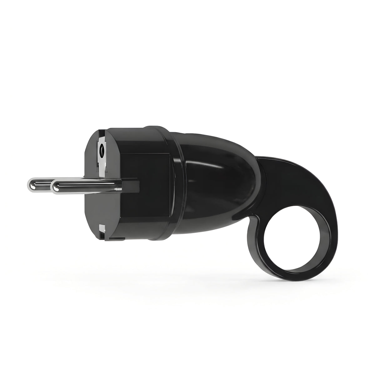 Schuko-stekker met uittrekring — Zwart