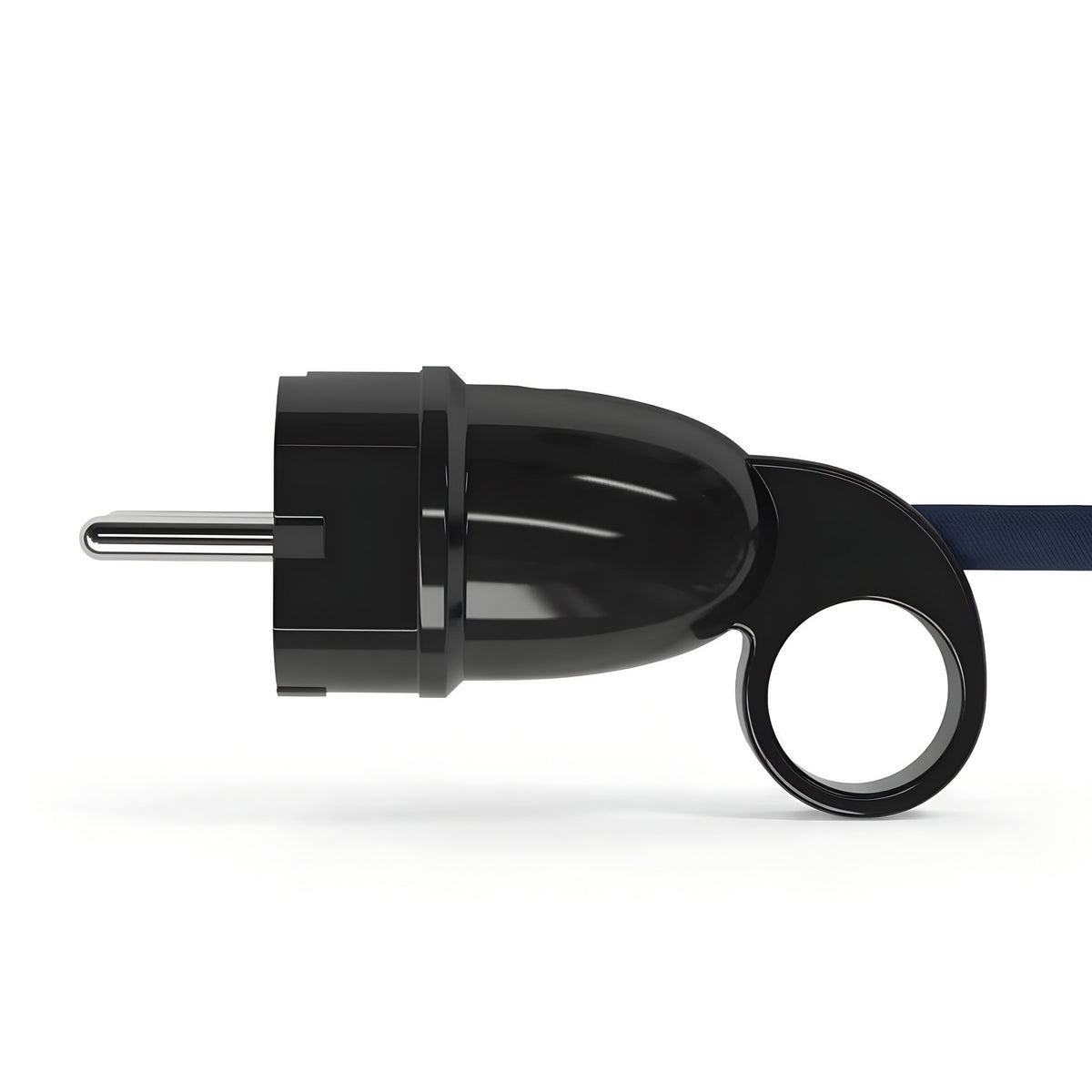 Schuko-stekker met uittrekring — Zwart