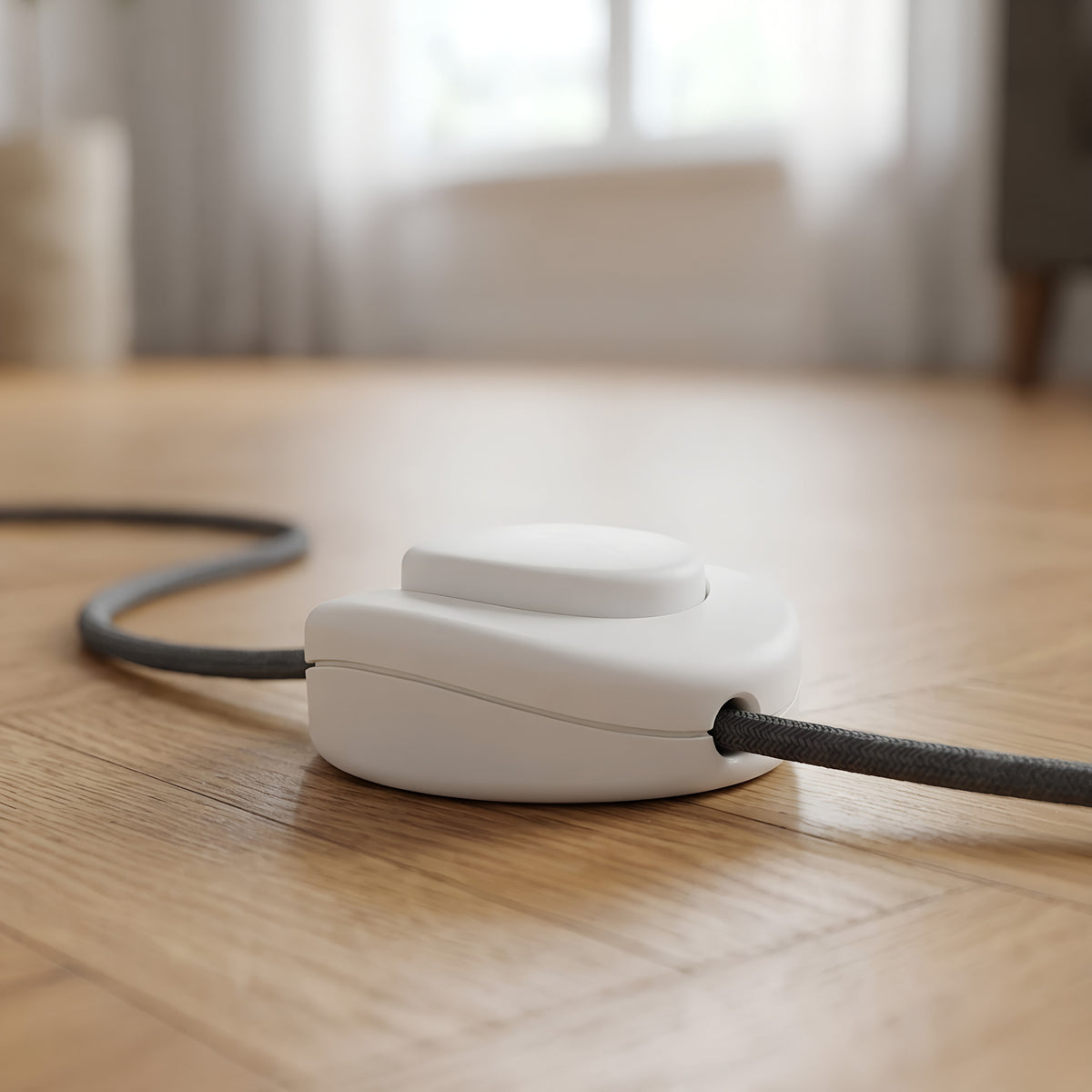 Ronde eenpolige voetschakelaar voor vloerlamp — Wit