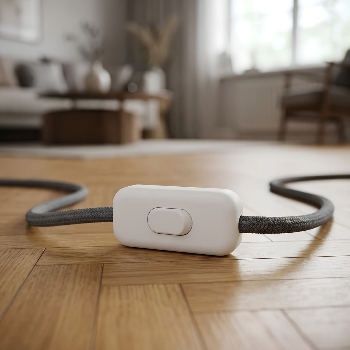 Tweepolige tuimelschakelaar voor lampsnoer — Wit