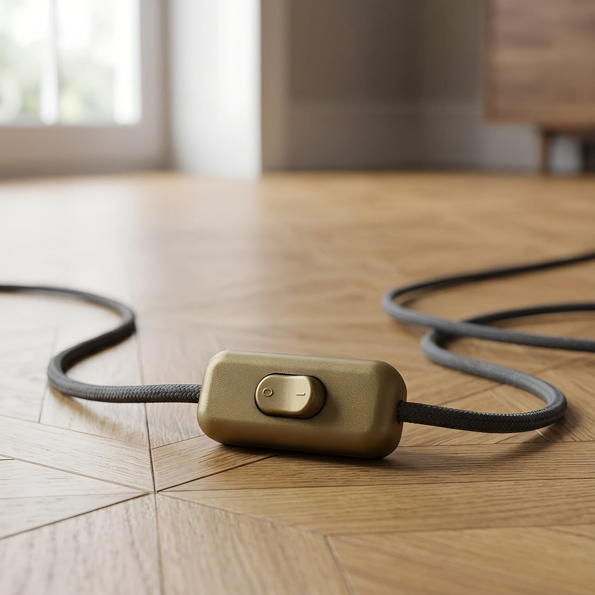 Tweepolige tuimelschakelaar voor lampsnoer — Goud