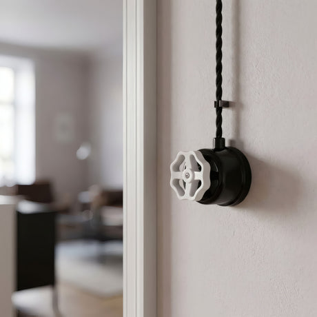 Porseleinen wisselschakelaar met knop — Zwart / Wit