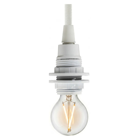 E14-fitting van bakeliet met dubbele ring — Wit