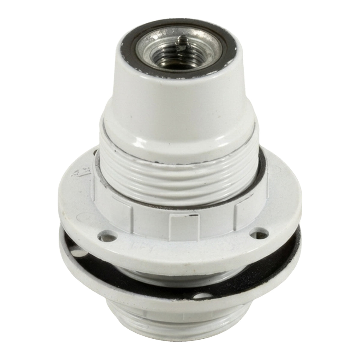 E14-fitting van bakeliet met dubbele ring — Wit