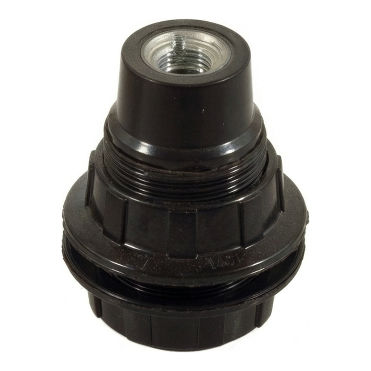 E14-fitting van bakeliet met dubbele ring — Zwart