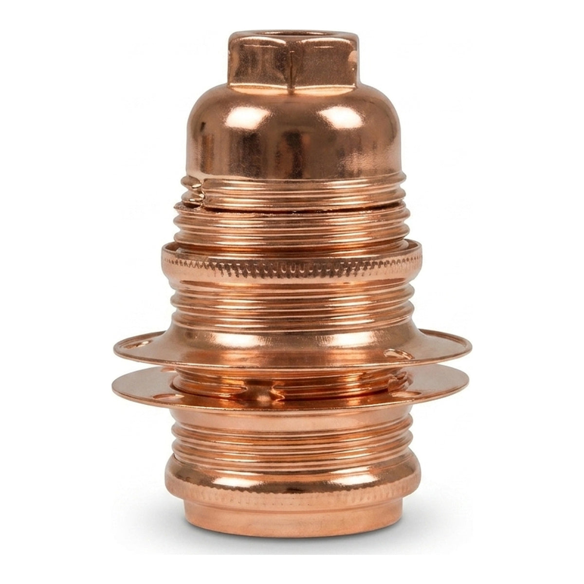 Metalen E14-fitting met dubbele ring voor lampenkap — Conisch kunststof / Koper