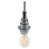 Metalen E14-fitting met dubbele ring voor lampenkap — Cilindrisch metaal / Zilver