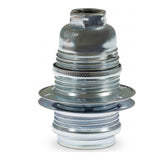 Metalen E14-fitting met dubbele ring voor lampenkap — Cilindrisch metaal / Zilver