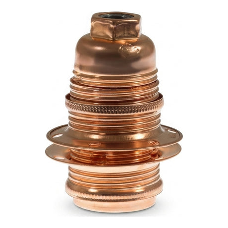 Metalen E14-fitting met dubbele ring voor lampenkap — Cilindrisch metaal / Koper
