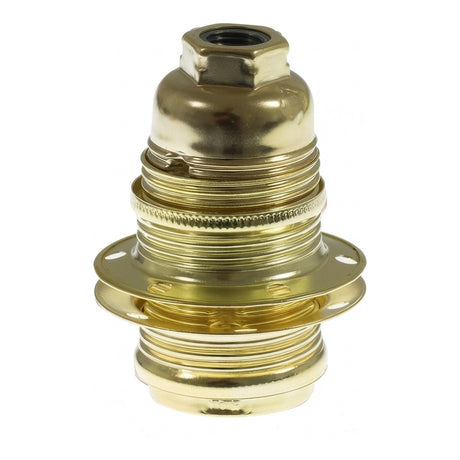 Metalen E14-fitting met dubbele ring voor lampenkap — Cilindrisch metaal / Messing