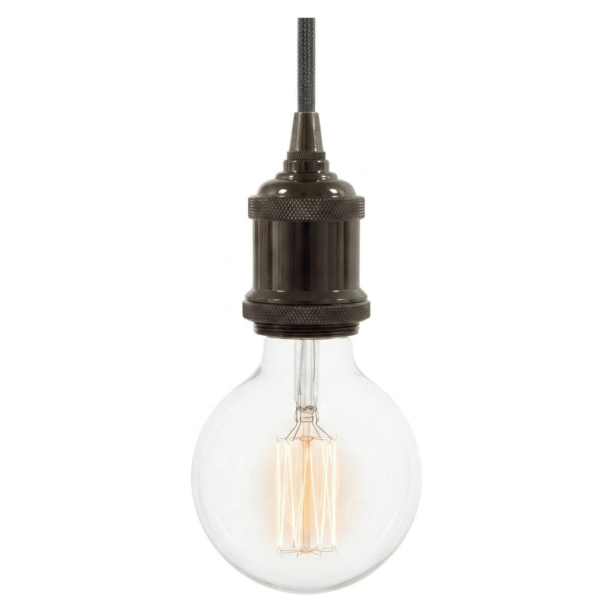 Vintage E27-fitting van aluminium — Zwarte parel
